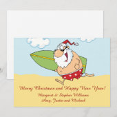 Cartes Pour Fêtes Annuelles Surf Père Noël (Devant / Derrière)