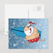 Cartes Pour Fêtes Annuelles surf père Noël (Devant / Derrière)