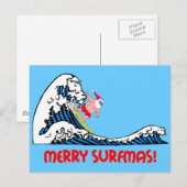 Cartes Pour Fêtes Annuelles Surf Père Noël (Devant / Derrière)