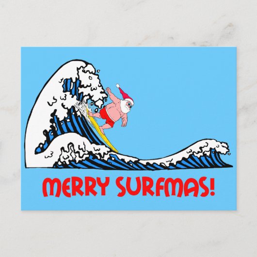 Cartes Pour Fêtes Annuelles Surf Père Noël (Devant)