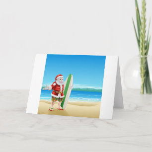 Cartes Pour Fêtes Annuelles Surf Père Noël sur la plage