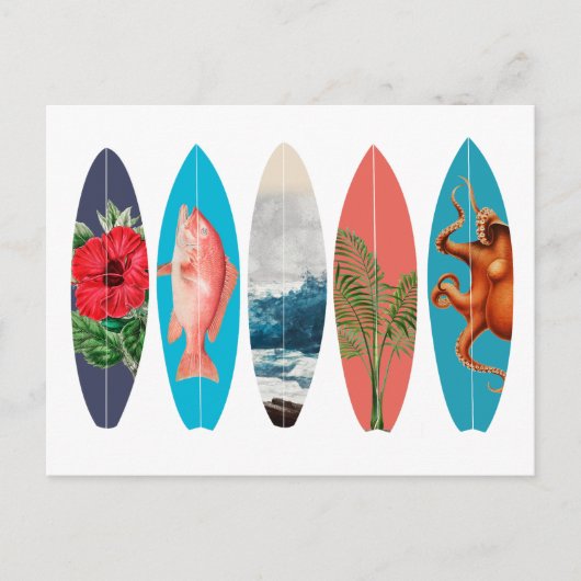 Cartes Pour Fêtes Annuelles Surfboards colorés rétro (Devant)