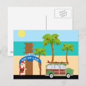 Cartes Pour Fêtes Annuelles Surfer de Noël (Devant / Derrière)