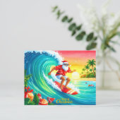 Cartes Pour Fêtes Annuelles Surfing Christmas with Santa Claus (Debout devant)
