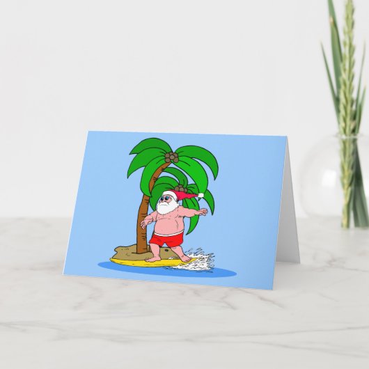 Cartes Pour Fêtes Annuelles surfing de Santa Claus (Devant)