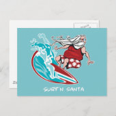 Cartes Pour Fêtes Annuelles Surf'n Père Noël (Devant / Derrière)