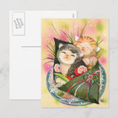 Cartes Pour Fêtes Annuelles sushi à main Christmas Kitten (Devant / Derrière)
