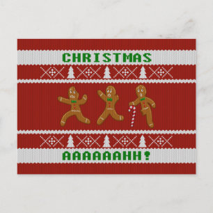 Cartes Pour Fêtes Annuelles Sweater Scared Gingerbread Men Red