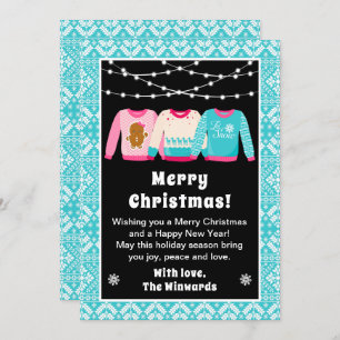Cartes Pour Fêtes Annuelles Sweaters de Noël moches Bleu Joyeux Noël