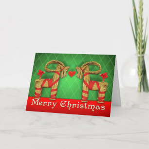 Cartes Pour Fêtes Annuelles Swedish Julbok Twins Christmas Heart Personalized