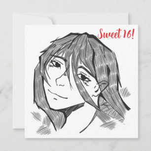 Cartes Pour Fêtes Annuelles Sweet 16, lineart