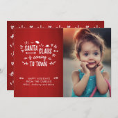 Cartes Pour Fêtes Annuelles Sweet Fun Père Noël arrive Script Photo (Devant / Derrière)