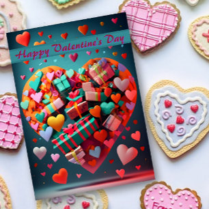 Cartes Pour Fêtes Annuelles Sweet Hearts and Presents Valentine's Day Card