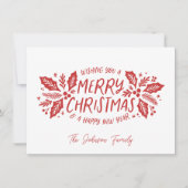 Cartes Pour Fêtes Annuelles Sweet Holly verdure Noël Rouge (Devant)