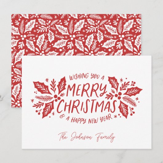 Cartes Pour Fêtes Annuelles Sweet Holly verdure Noël Rouge (Devant / Derrière)