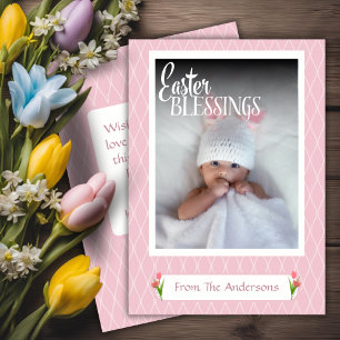 Cartes Pour Fêtes Annuelles Sweet Pastel Rose Pâques Bénédictions Photo person