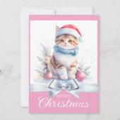 Cartes Pour Fêtes Annuelles Sweet rose mignon Noël Chat Noël Noël Salutation (Devant)