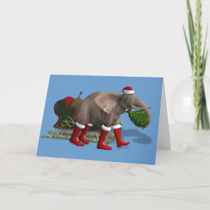 Cartes Pour Fêtes Annuelles Sweet Santa Claus Elephant