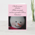 Cartes Pour Fêtes Annuelles Sweet Snowman<br><div class="desc">Un bonhomme de neige doux et souriant avec un gros nez de carotte. Ramenez des souvenirs de bâtisseurs de neige,  de patinage sur glace et d'anges des neiges!</div>