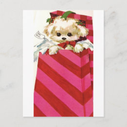 Cartes Pour Fêtes Annuelles Sweet Vintage Noël Puppy Bichon Lhasa Maltese