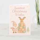 Cartes Pour Fêtes Annuelles Sweetest Christmas Wishes Santa & Macarons (Devant)