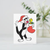 Cartes Pour Fêtes Annuelles Sylvester Chat avec Stocking (Debout devant)