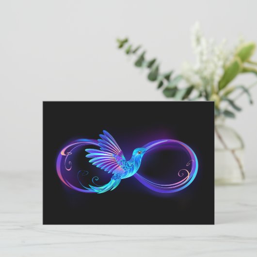 Cartes Pour Fêtes Annuelles Symbole de Neon Infinity par Glowing Hummingbird (Debout devant)