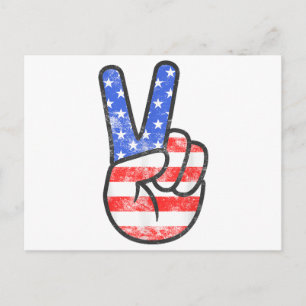 Cartes Pour Fêtes Annuelles Symbole de paix du drapeau américain T-shirt quatr