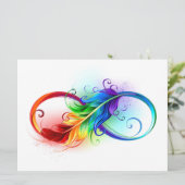 Cartes Pour Fêtes Annuelles Symbole d'infini avec plume arc-en-ciel (Debout devant)