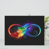 Cartes Pour Fêtes Annuelles Symbole d'infini avec plume arc-en-ciel (Debout devant)