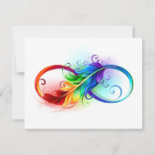 Cartes Pour Fêtes Annuelles Symbole d'infini avec plume arc-en-ciel (Devant)
