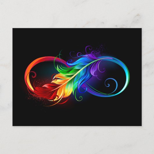 Cartes Pour Fêtes Annuelles Symbole d'infini avec plume arc-en-ciel (Devant)