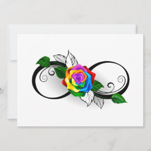 Cartes Pour Fêtes Annuelles Symbole d'infini avec rose arc-en-ciel