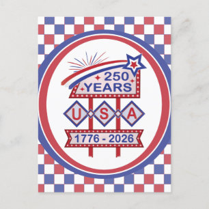 Cartes Pour Fêtes Annuelles Symbole du 250e anniversaire de la Retro USA 1776-