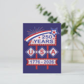Cartes Pour Fêtes Annuelles Symbole du 250e anniversaire de la Retro USA 1776- (Debout devant)