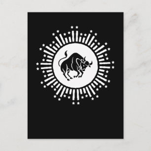 Cartes Pour Fêtes Annuelles Symbole du zodiaque Taureau avec explosion d'étoil