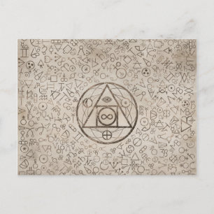 Cartes Pour Fêtes Annuelles Symbole en pierre du philosophe motif alchimique 3