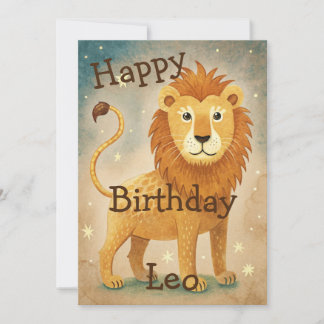 Cartes Pour Fêtes Annuelles SYMBOLE Zodiaque Cute Leo Anniversaire