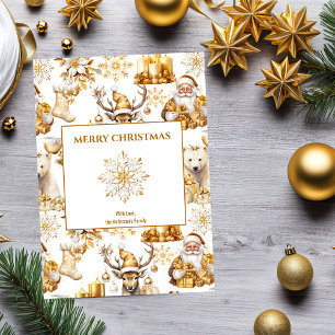 Cartes Pour Fêtes Annuelles Symboles de Noël or et blanc