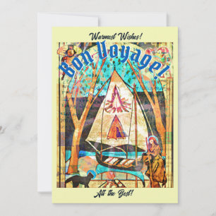Cartes Pour Fêtes Annuelles Symbolisme de Bon Voyage Boat Cat Pilgrim
