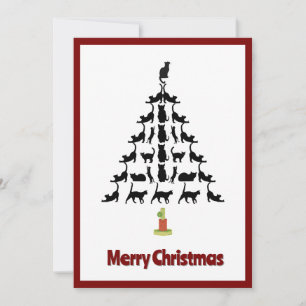 Cartes Pour Fêtes Annuelles Sympa Moderne Simple Minimal Chat Arbre de Noël