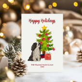 Cartes Pour Fêtes Annuelles Sympa Personnalisé Chien Espagnol Noël de famille