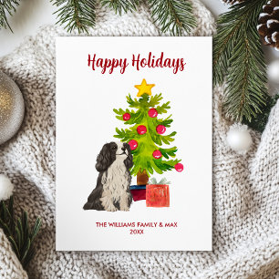 Cartes Pour Fêtes Annuelles Sympa Personnalisé Chien Espagnol Noël de famille