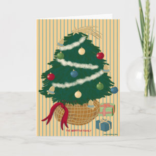 Cartes Pour Fêtes Annuelles Sympa sapin de Noël à rayures. Personnalisable