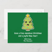 Cartes Pour Fêtes Annuelles Sympa sapin de Noël Funny arbre vert mendous (Devant / Derrière)
