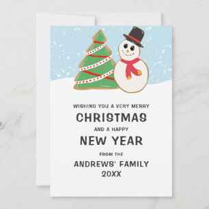 Cartes Pour Fêtes Annuelles Sympa Snowman Tree Cookie Illustration Noël