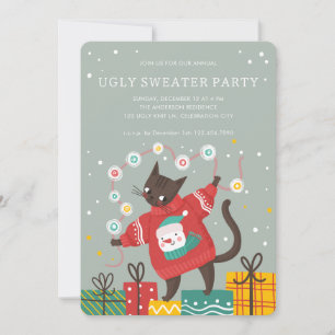 Cartes Pour Fêtes Annuelles T-shirt drôle de Noël avec un chat mignon et laid