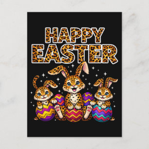 Cartes Pour Fêtes Annuelles T-Shirt Pâques Lapin Œufs Vichy Léopard