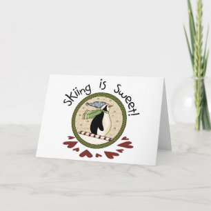 Cartes Pour Fêtes Annuelles T-shirts et cadeaux de vacances Skiing Penguin