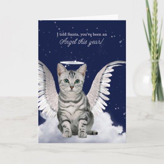 Cartes Pour Fêtes Annuelles Tabby Cat Angel pour Noël (Devant)